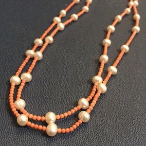 Authentic Coral and Fresh Water Pearl Necklace